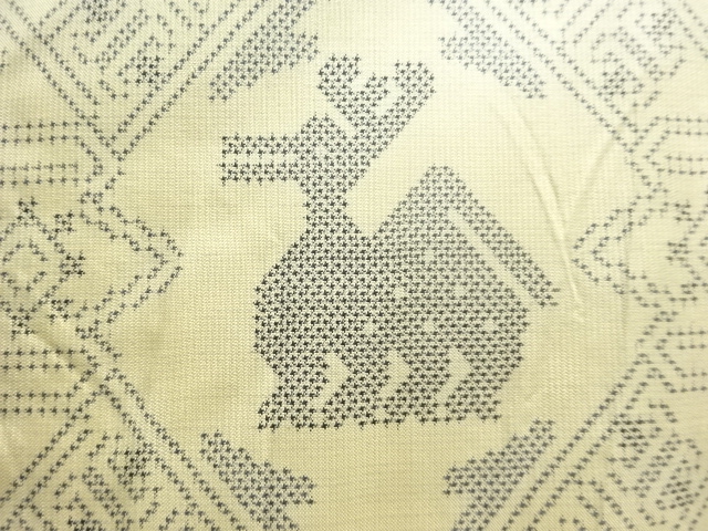 JAPANESE KIMONO / ANTIQUE ARISUGAWA PATTERN WOVEN AUTHENTIC OSHIMA TSU
